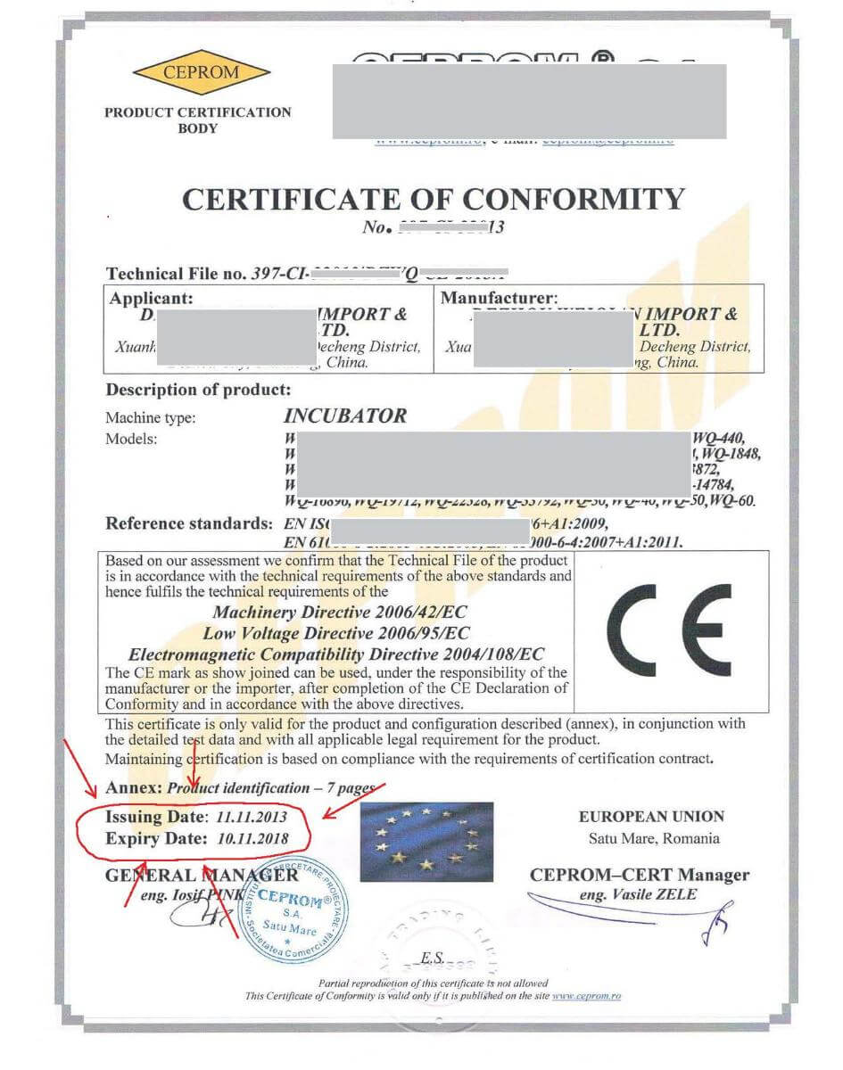 CE Approved Certificate