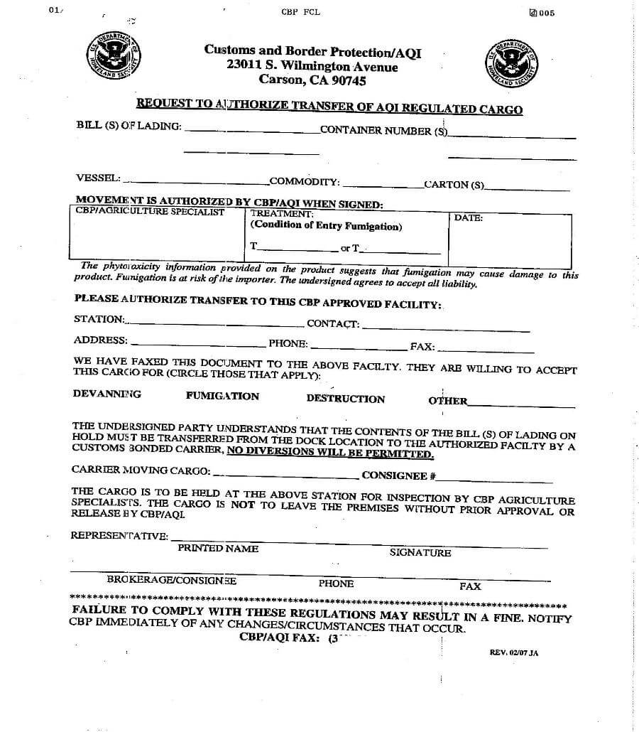 U.S. Customs Emergency Action Notifications